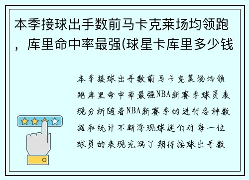 本季接球出手数前马卡克莱场均领跑，库里命中率最强(球星卡库里多少钱)